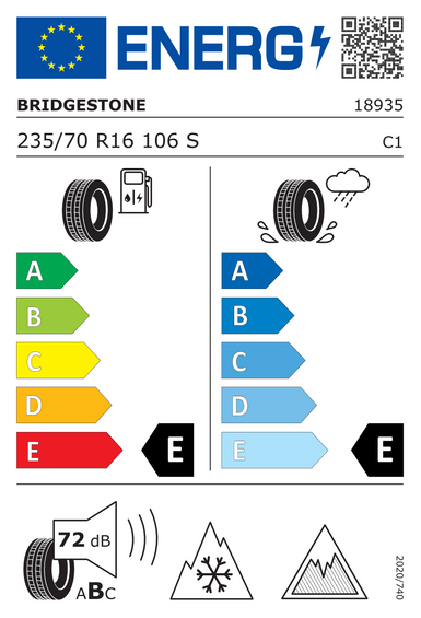 4x RUEDAS 16 Invierno FORD ESCAPE I ZB Bridgestone 235/70 R16