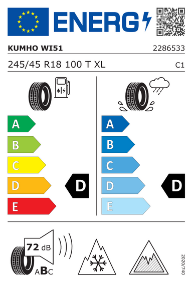 Neumáticos Kumho WinterCraft ice Wi51 245/45 R18 100T